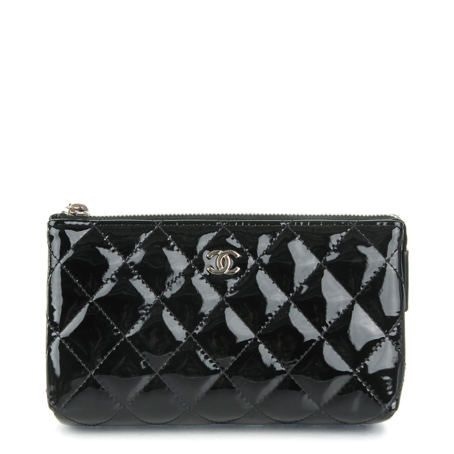 Patent Quilted Small Cosmetic Case Black