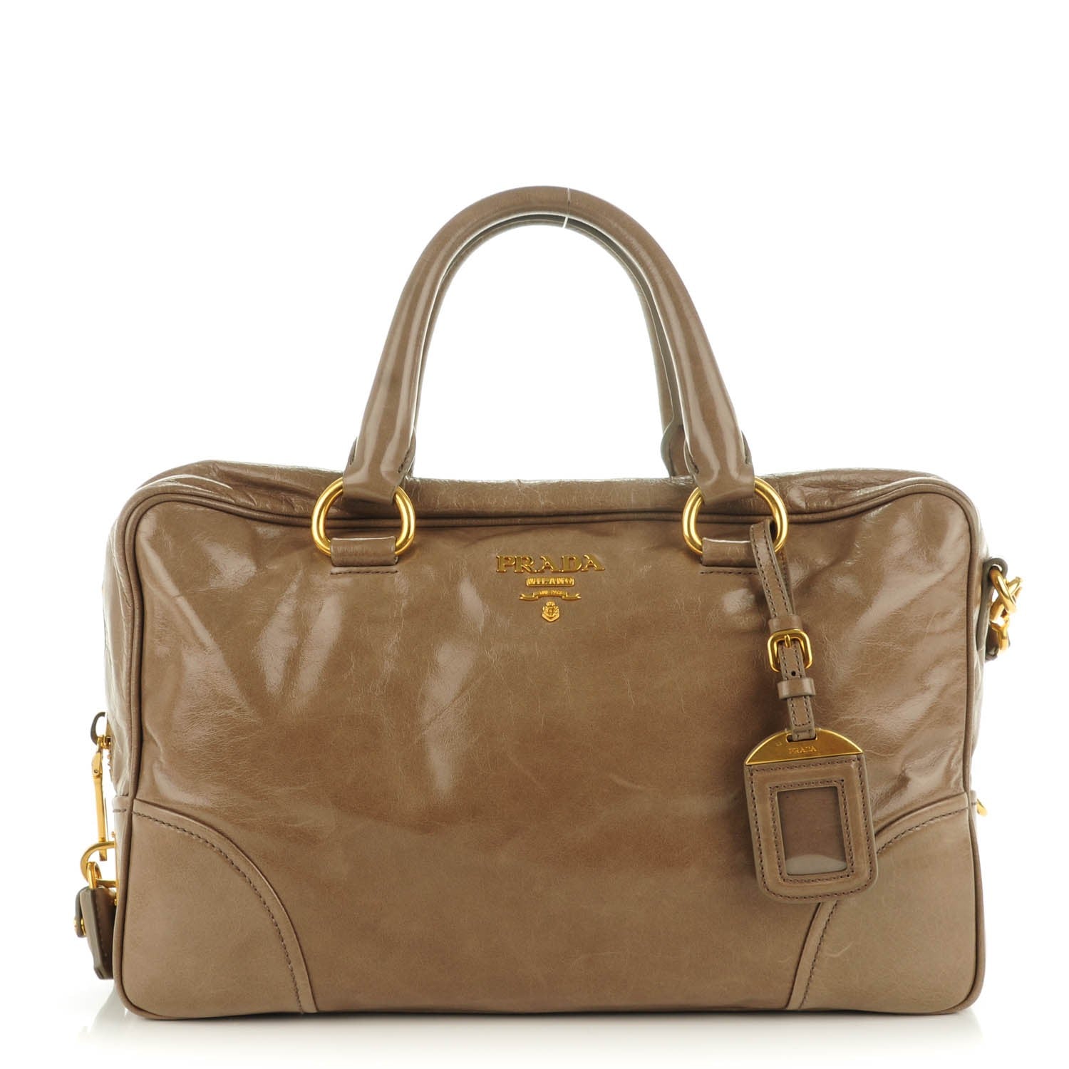 Prada Vitello Shine Satchel Giunco 1 of 8