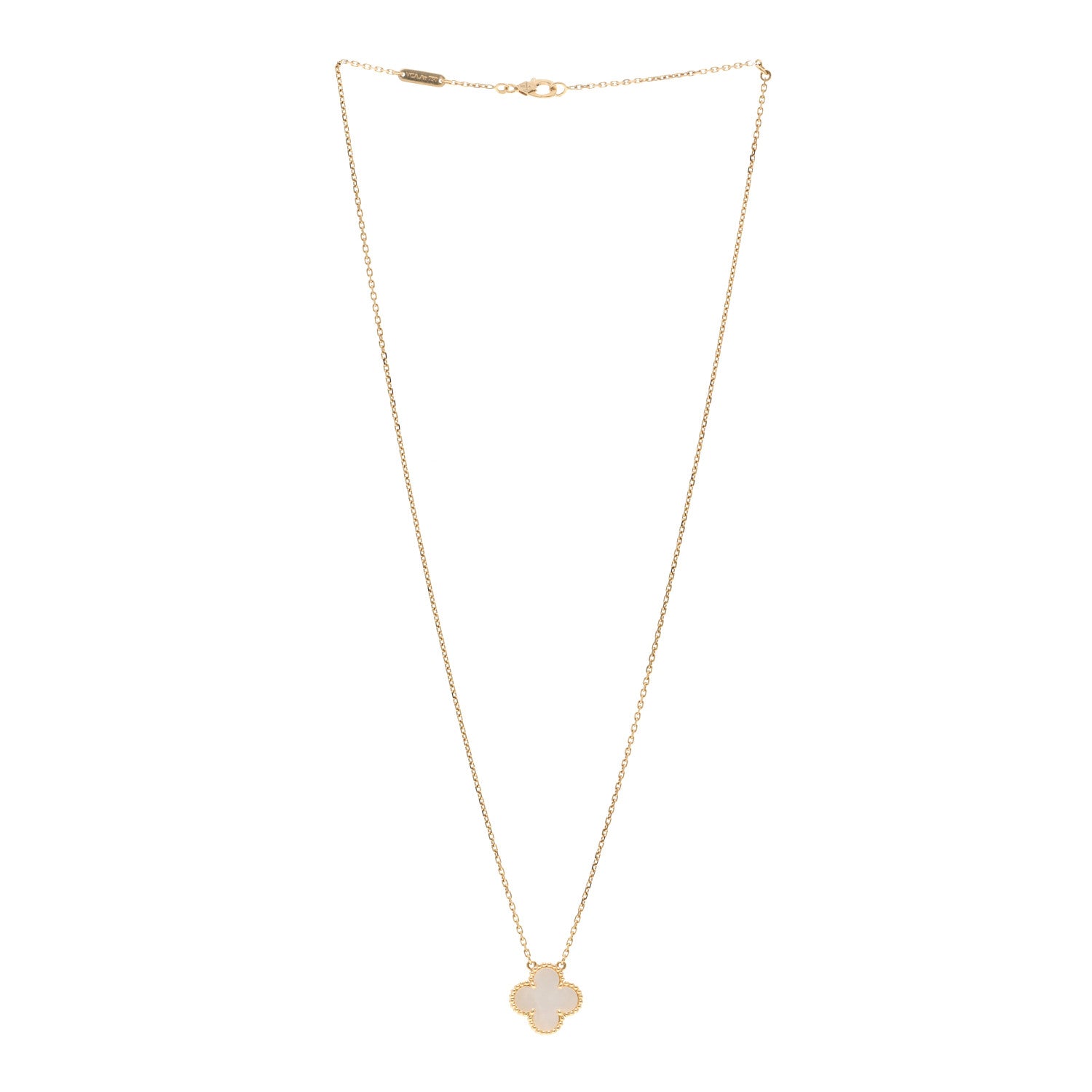 Van Cleef & Arpels 18K Yellow Gold Mother of Pearl Vintage Alhambra Pendant Necklace 3 of 6