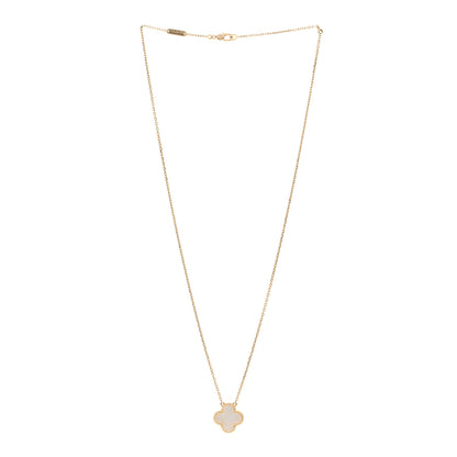 Van Cleef & Arpels 18K Yellow Gold Mother of Pearl Vintage Alhambra Pendant Necklace 3 of 6