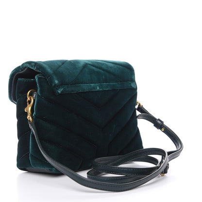 Saint Laurent Velvet Y Quilted Monogram Toy Loulou Crossbody Bag Dark Ottanio 3 of 13