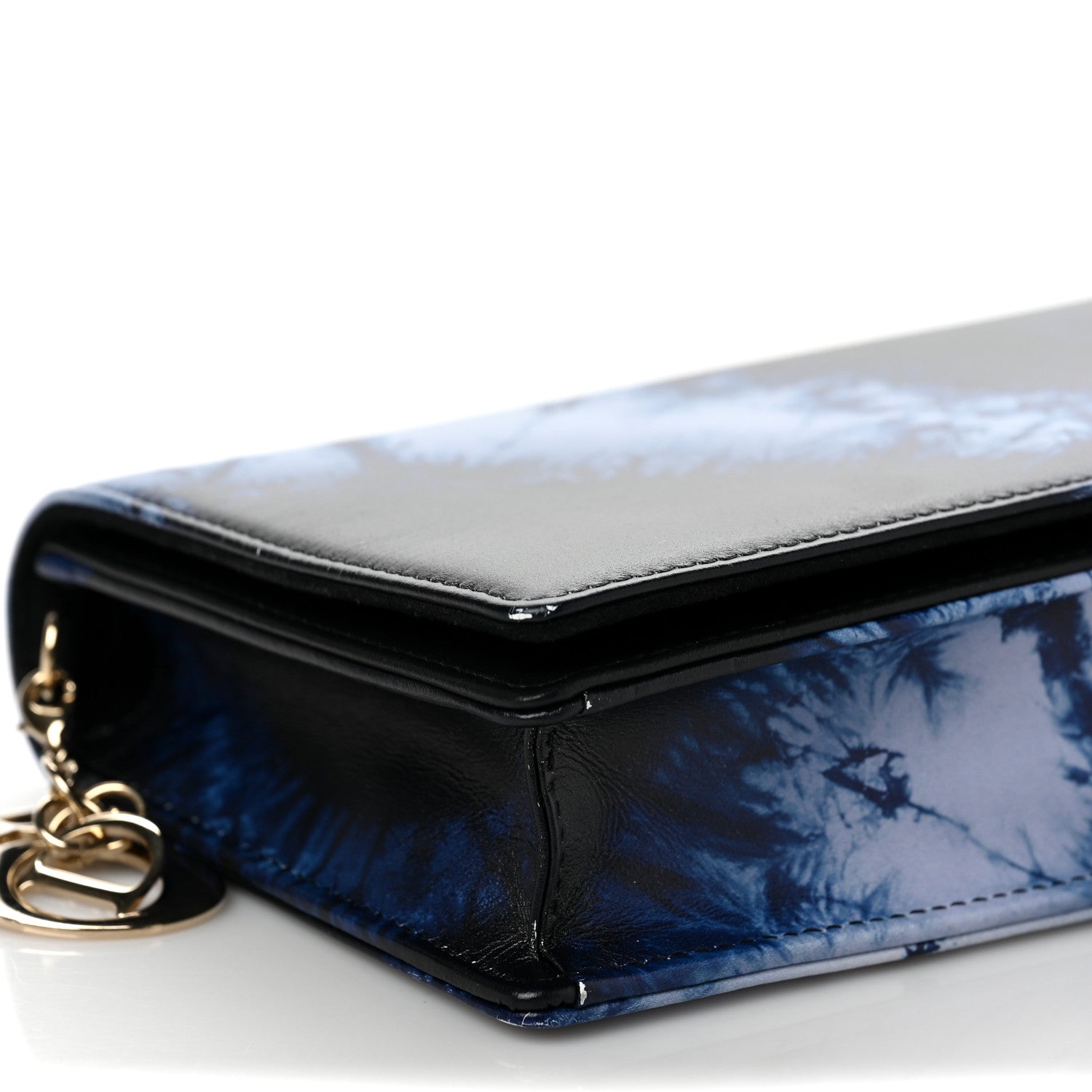 Christian Dior Calfskin Tie Dye Wallet On Chain Blue 7 of 12