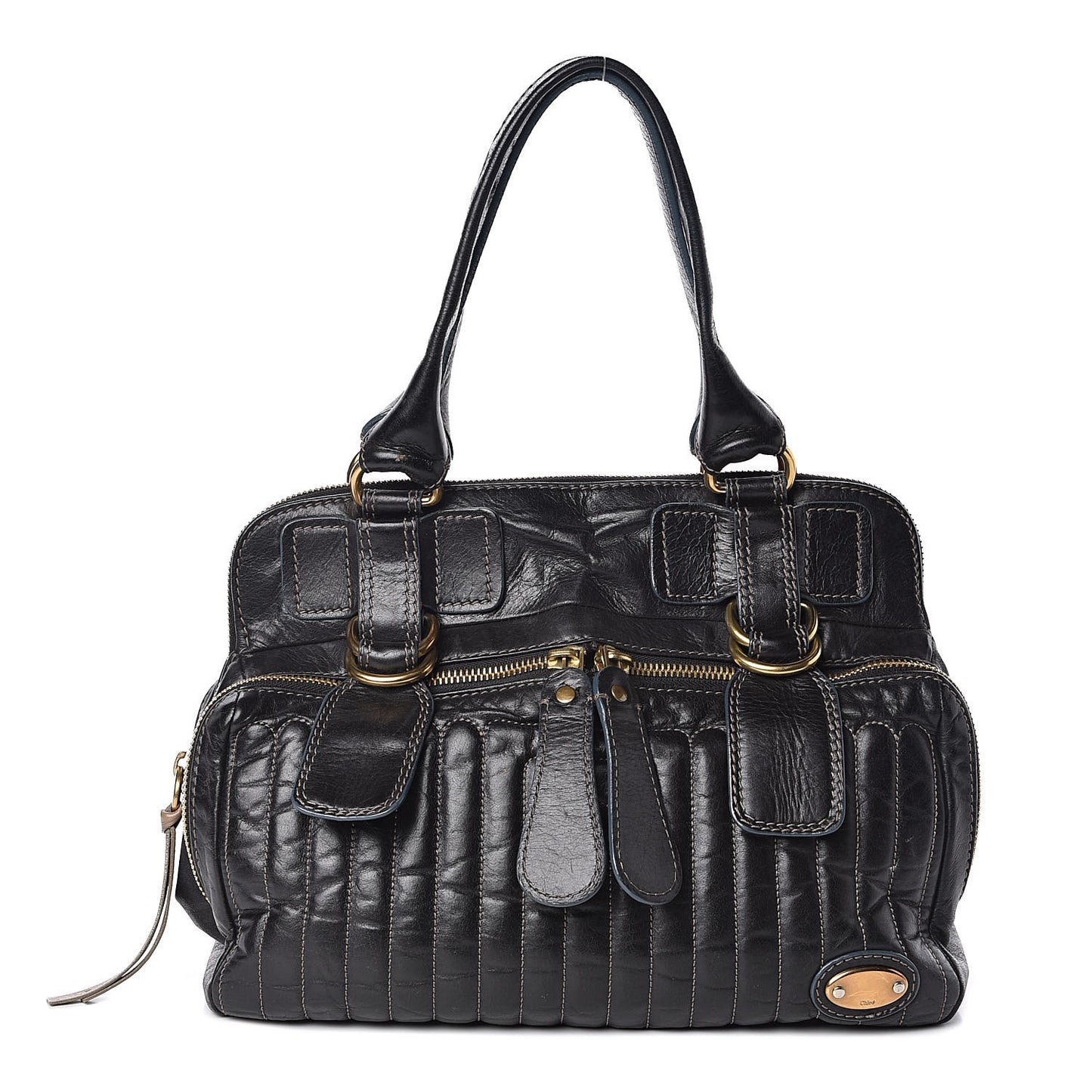 Calfskin Quilted Large Bay Tote Black