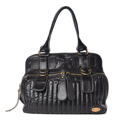 Chloe Calfskin Quilted Large Bay Tote Black 1 of 11