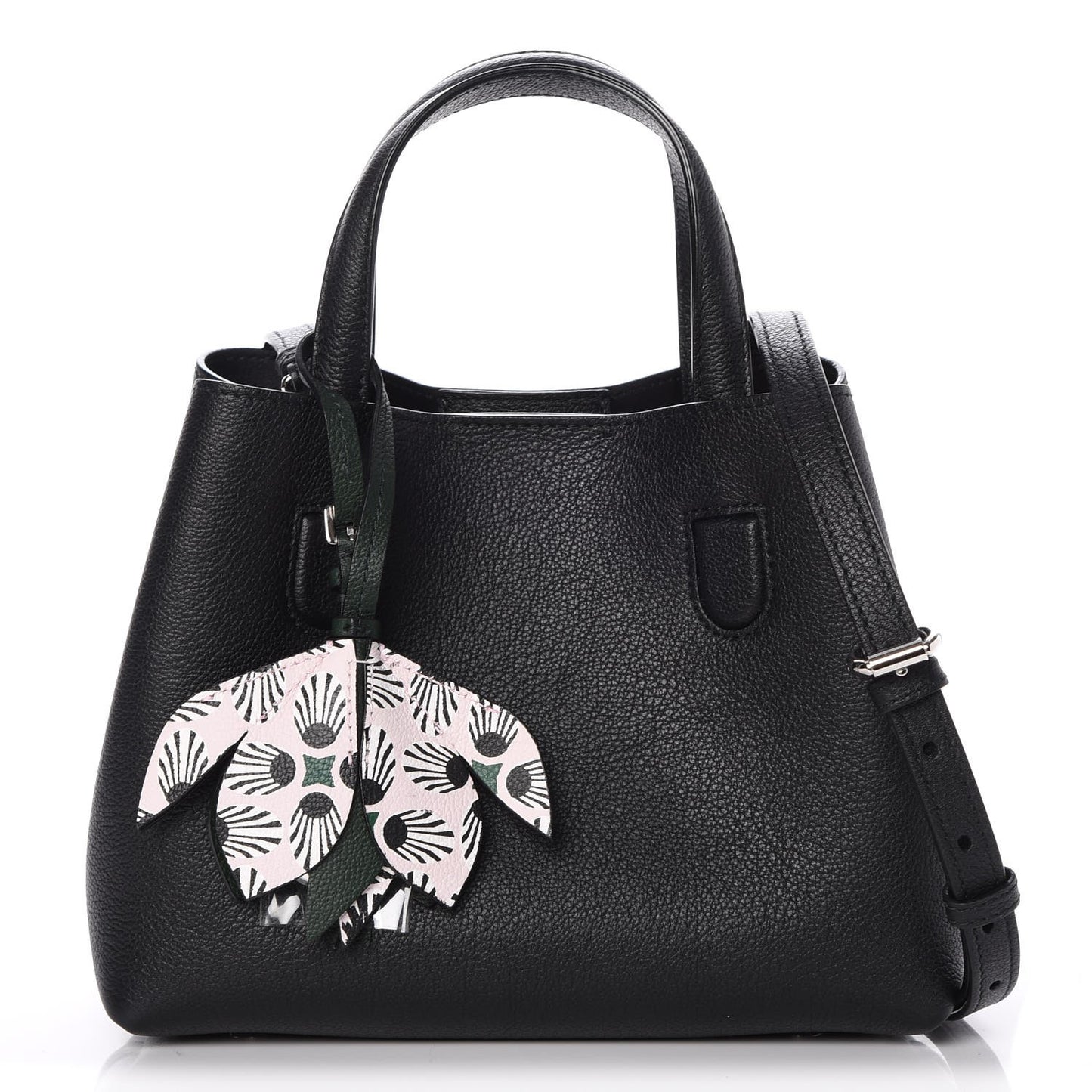 Grained Calfskin Small Blossom Tote Black