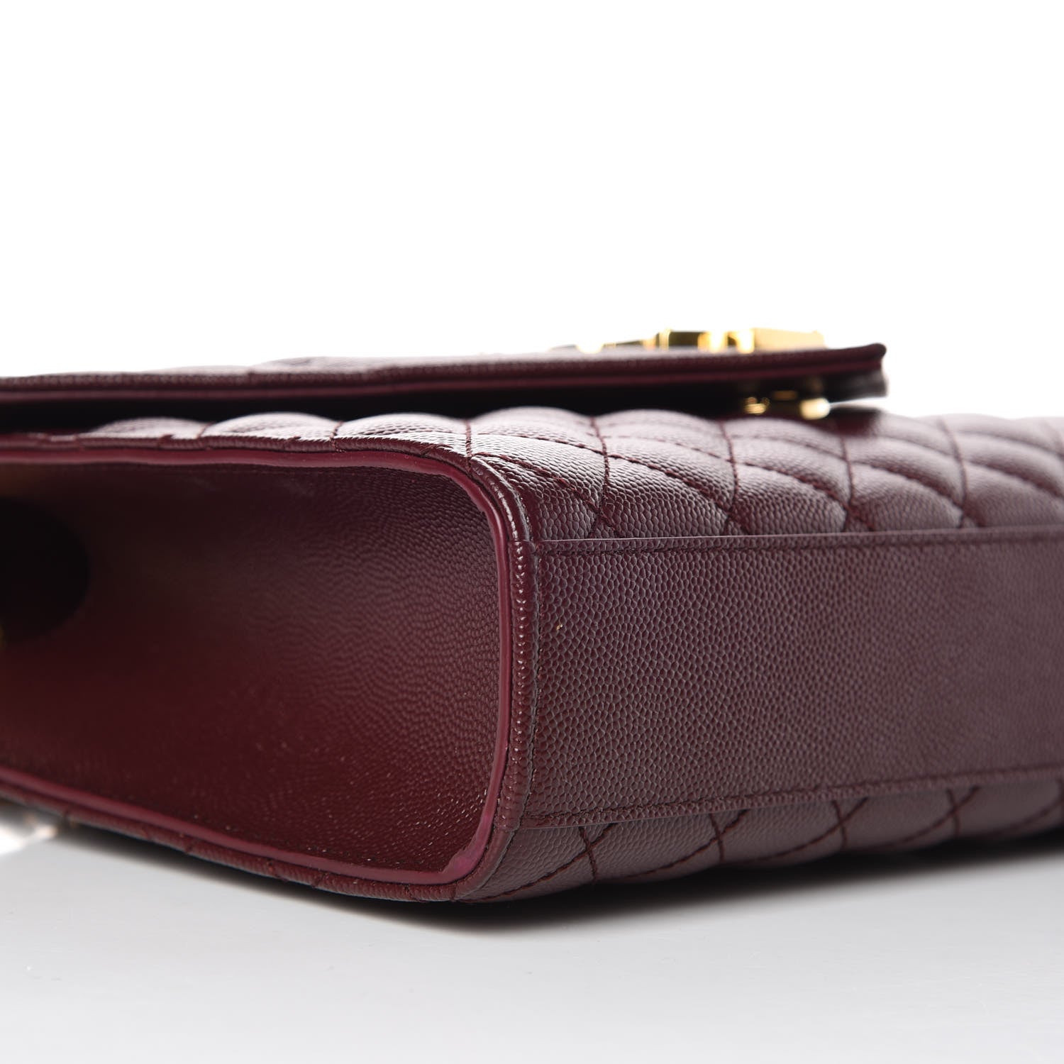 Saint Laurent Grain De Poudre Textured Mixed Matelasse Medium Triquilt Monogram Satchel Rouge Legion 5 of 9