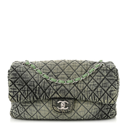 Chanel Denim Quilted Denimpression Flap Green Black 1 of 10