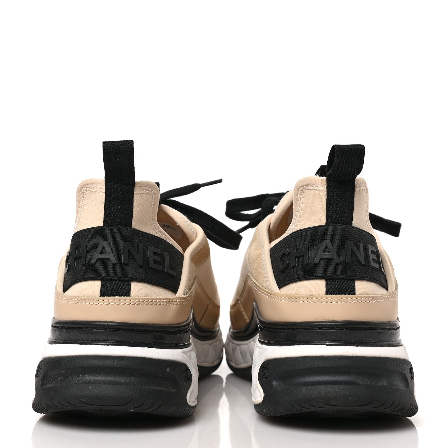 Chanel Suede Calfskin Nylon Grosgrain CC Sneakers 39.5 Beige 5 of 8