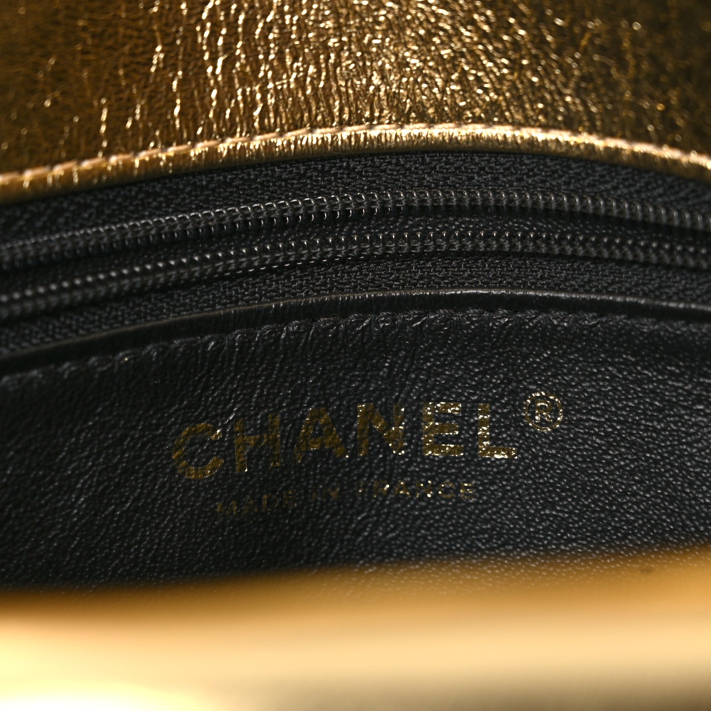 Lambskin Metallic Quilted Small CC Chic Double Flap Black Gold