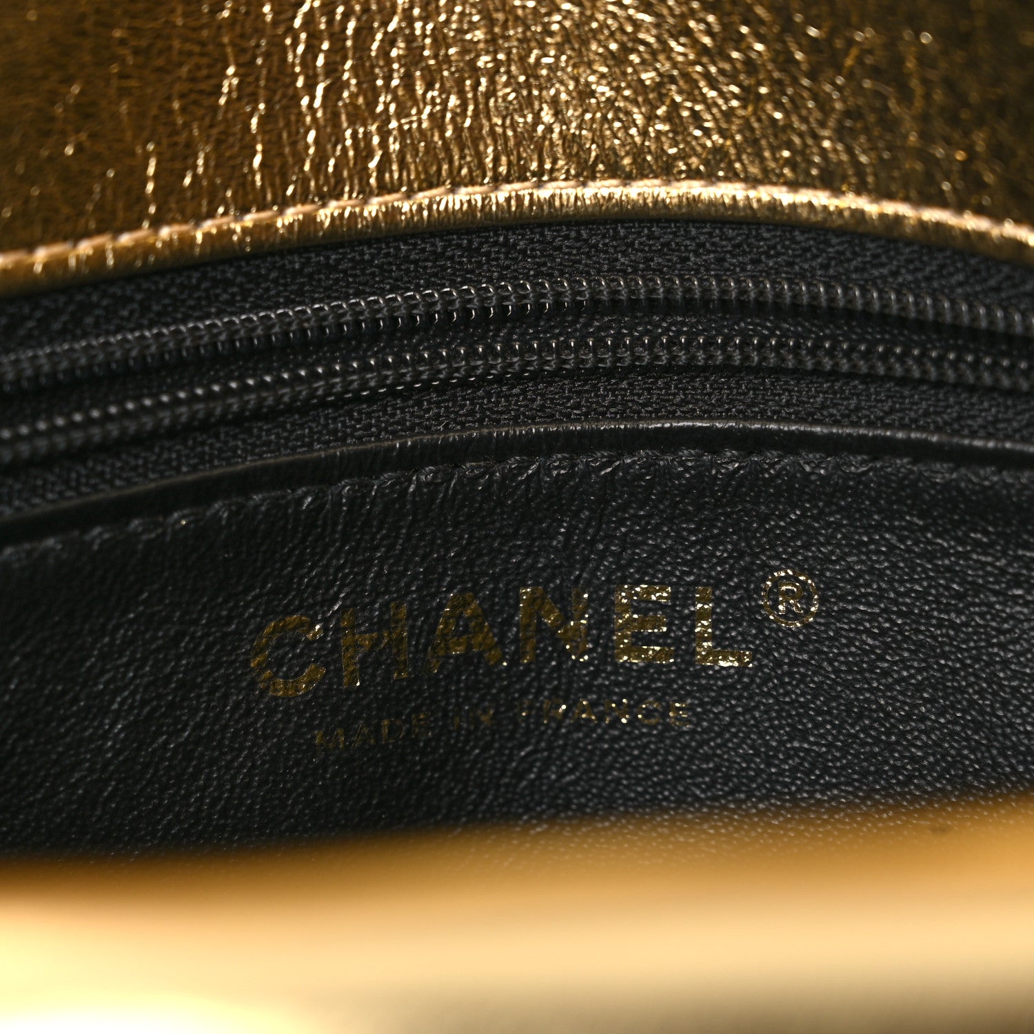 Chanel Lambskin Metallic Quilted Small CC Chic Double Flap Black Gold 7 of 13
