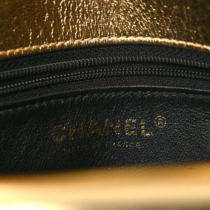 Chanel Lambskin Metallic Quilted Small CC Chic Double Flap Black Gold 7 of 13