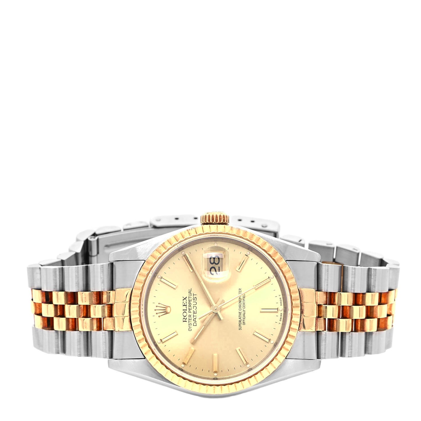 Stainless Steel 18K Yellow Gold 36mm Oyster Perpetual Datejust Watch Champagne 16233