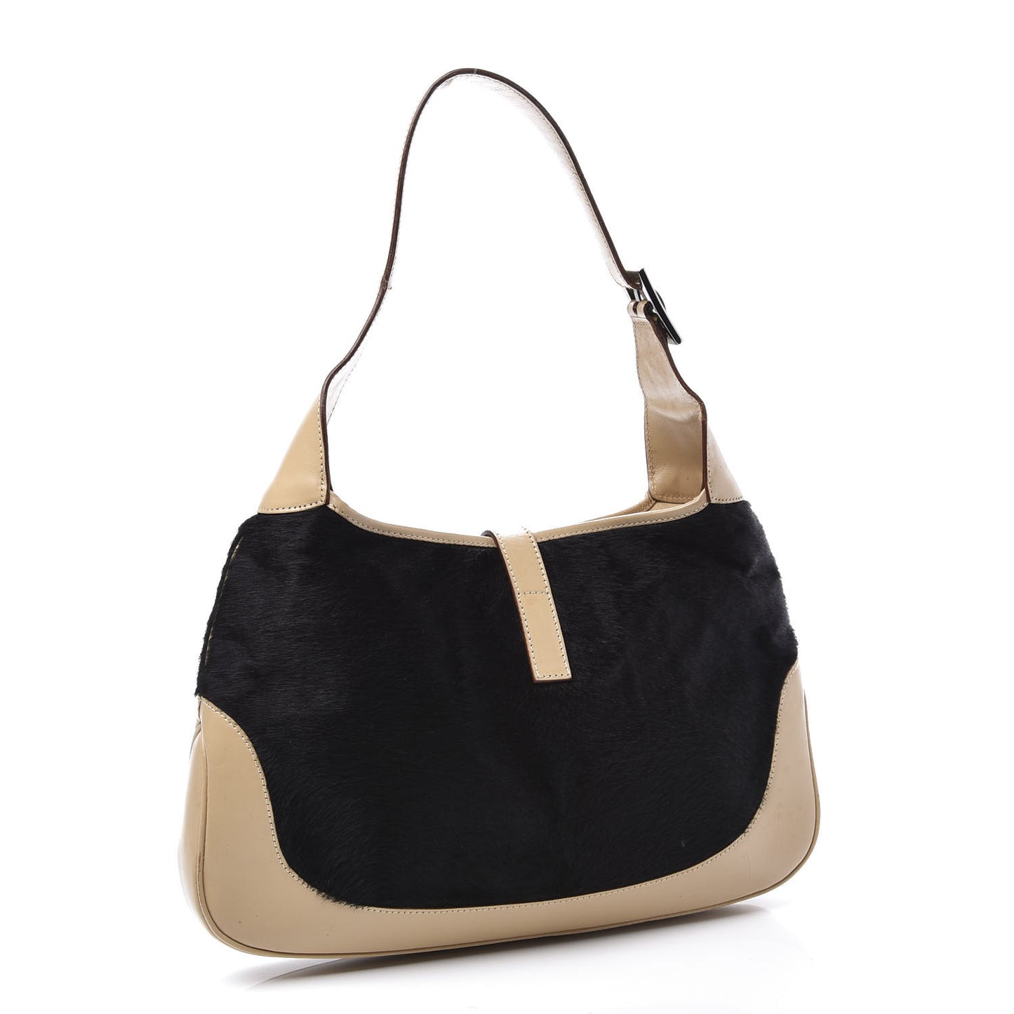 Calfskin Pony Hair Jackie O Hobo Brown Black