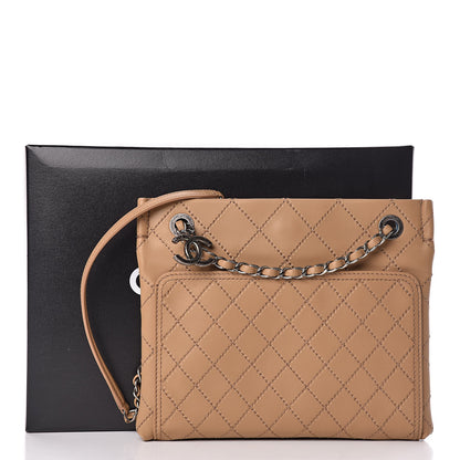 Chanel Calfskin Wild Stitch Small Shopping Tote Beige 11 of 11