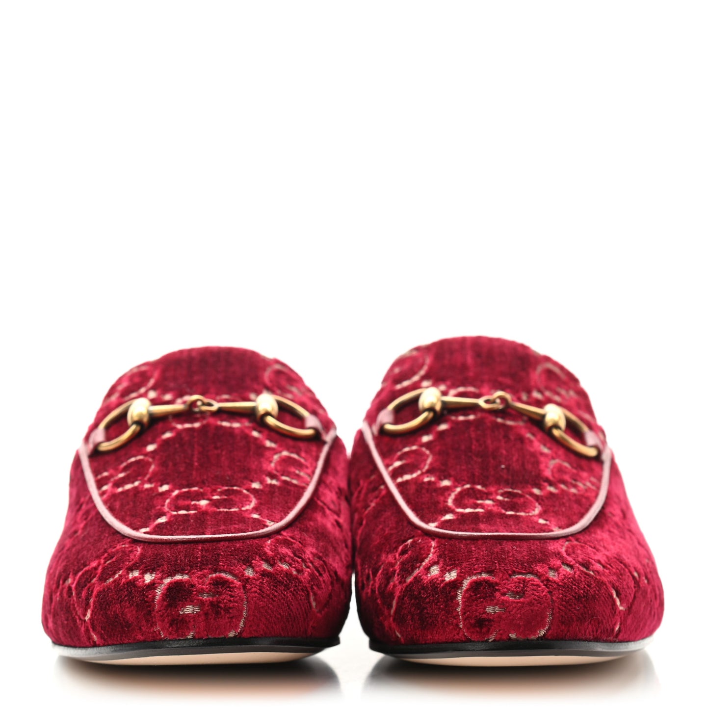 Velvet GG Monogram Womens Princetown Slippers 35.5 Red Cipria