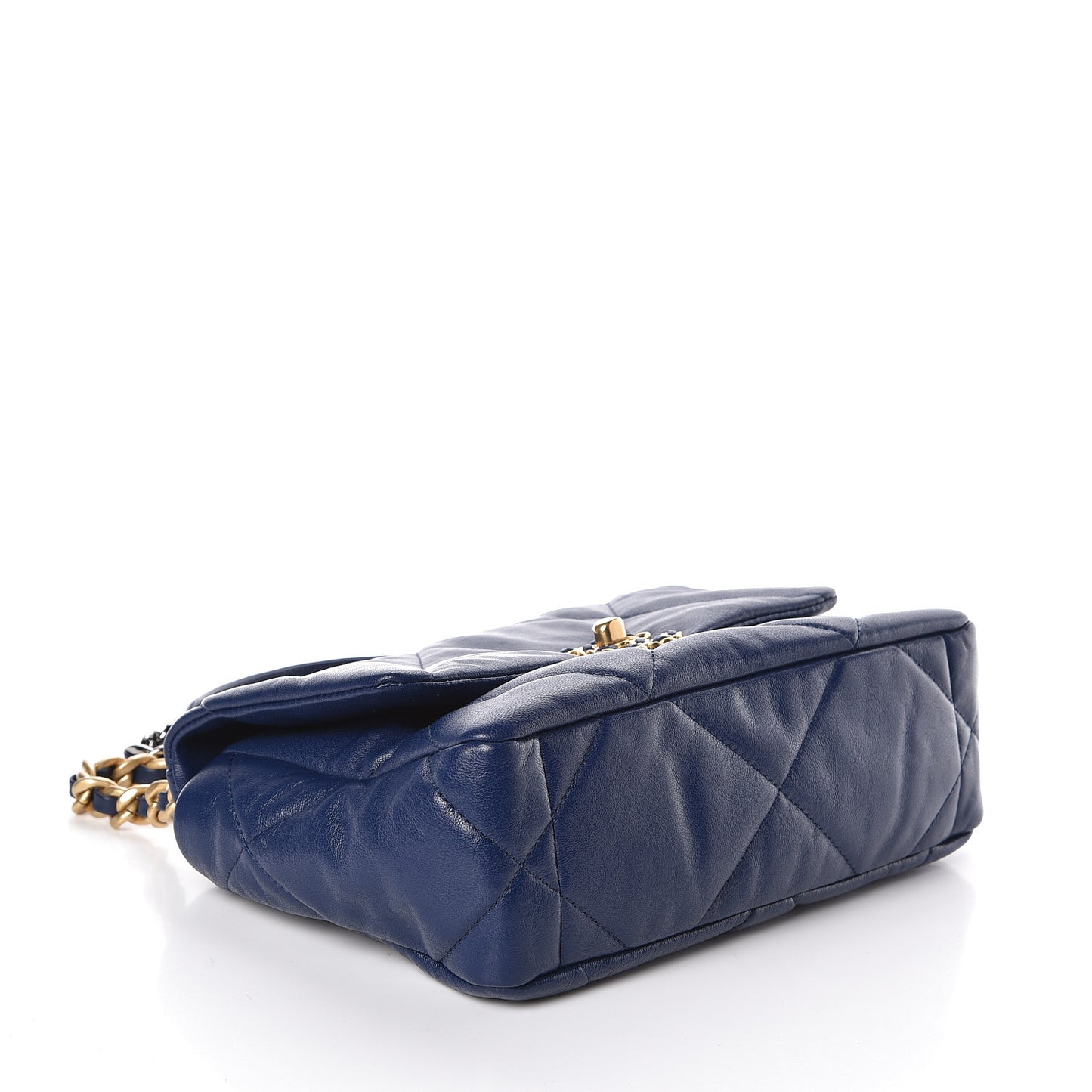 Goatskin Quilted Medium 19 Flap Dark Blue
