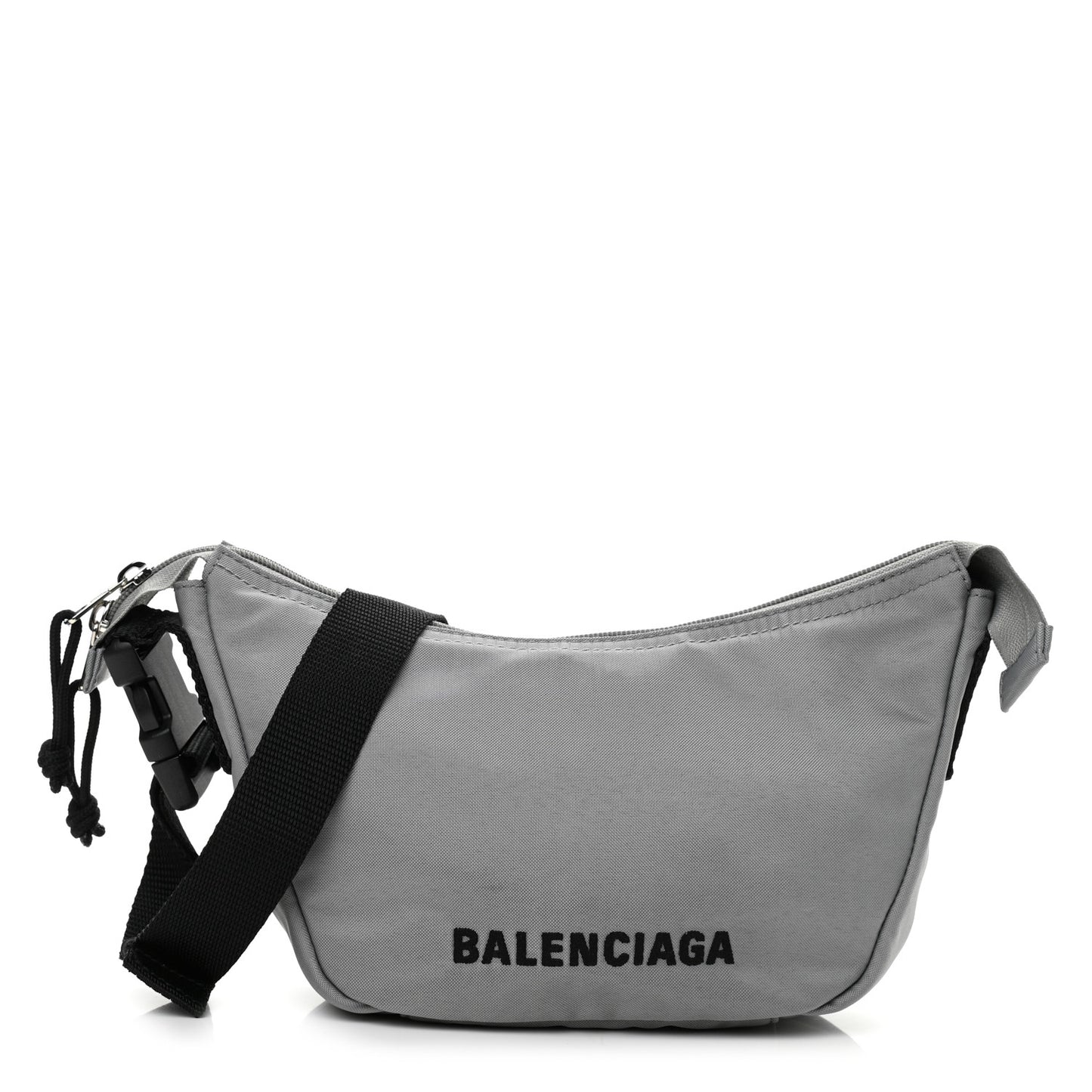 Recycled Sport Nylon Logo Embroidered Wheel Sling Bag Balenciaga Grey Black