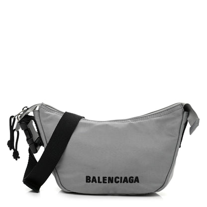 Balenciaga Recycled Sport Nylon Logo Embroidered Wheel Sling Bag Balenciaga Grey Black 1 of 8
