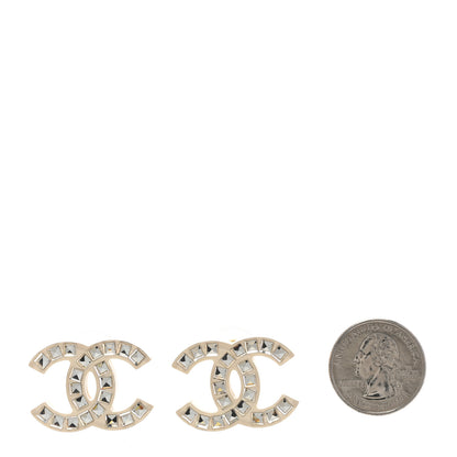 Chanel Resin Crystal Baguette CC Earrings Ivory 2 of 4