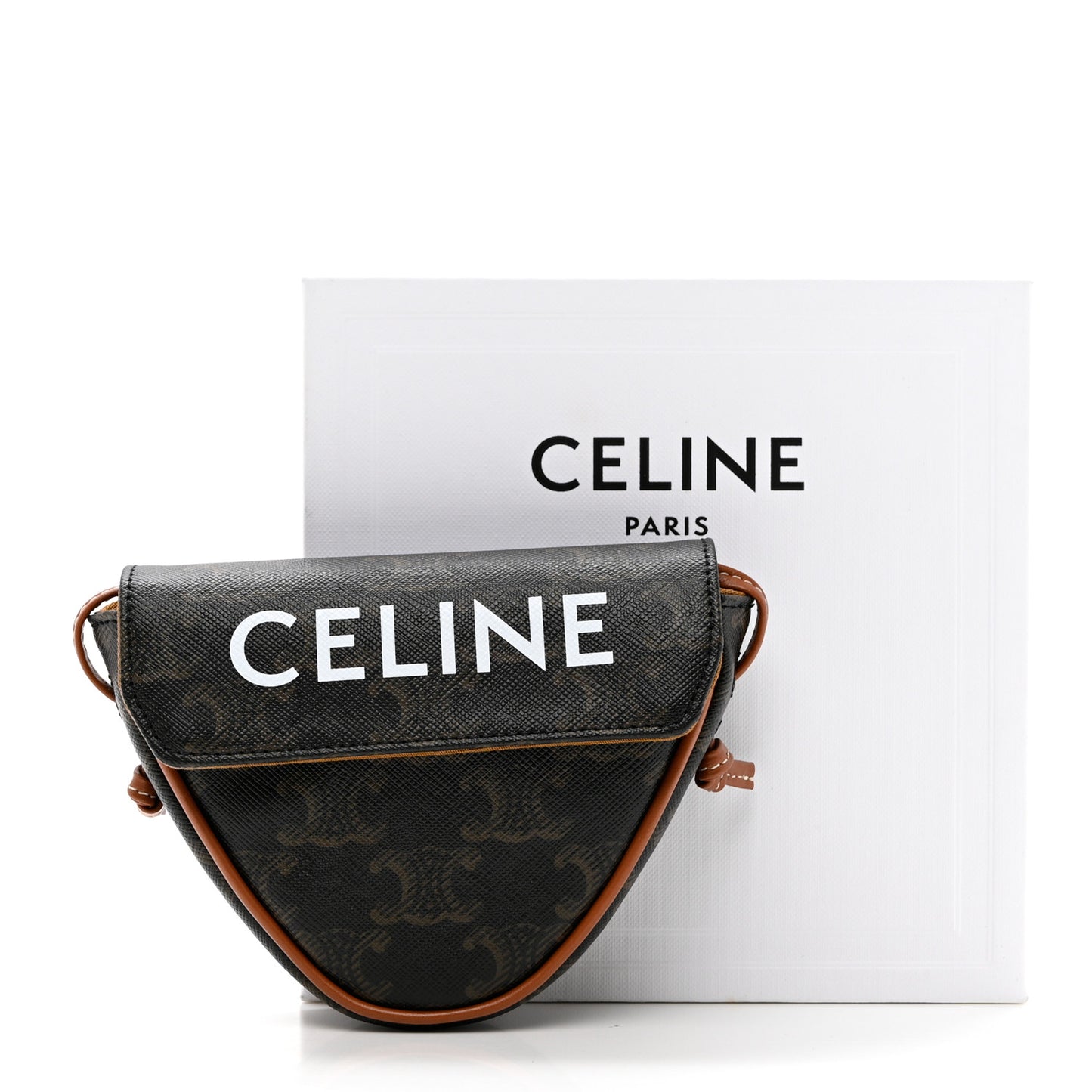 Triomphe Canvas Mini Triangle Crossbody Bag Tan