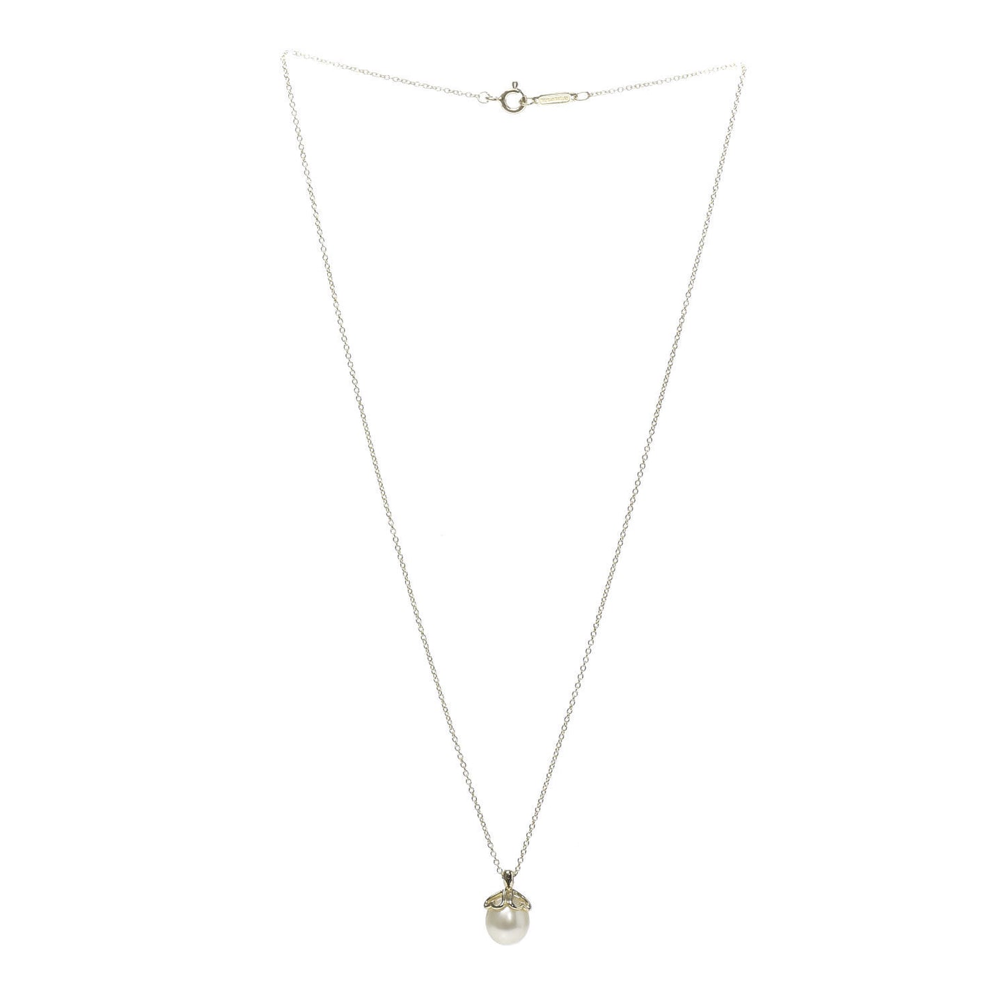 18K Yellow Gold Pearl Heart Drop Pendant Necklace