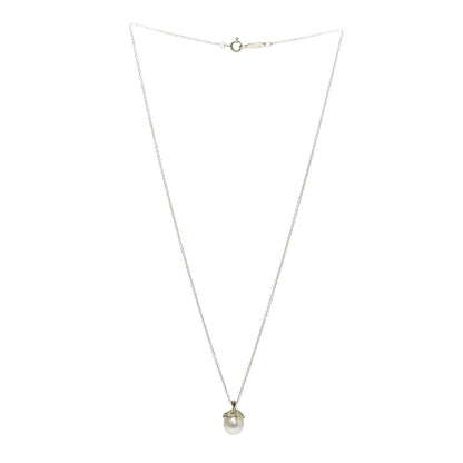Tiffany 18K Yellow Gold Pearl Heart Drop Pendant Necklace 3 of 5