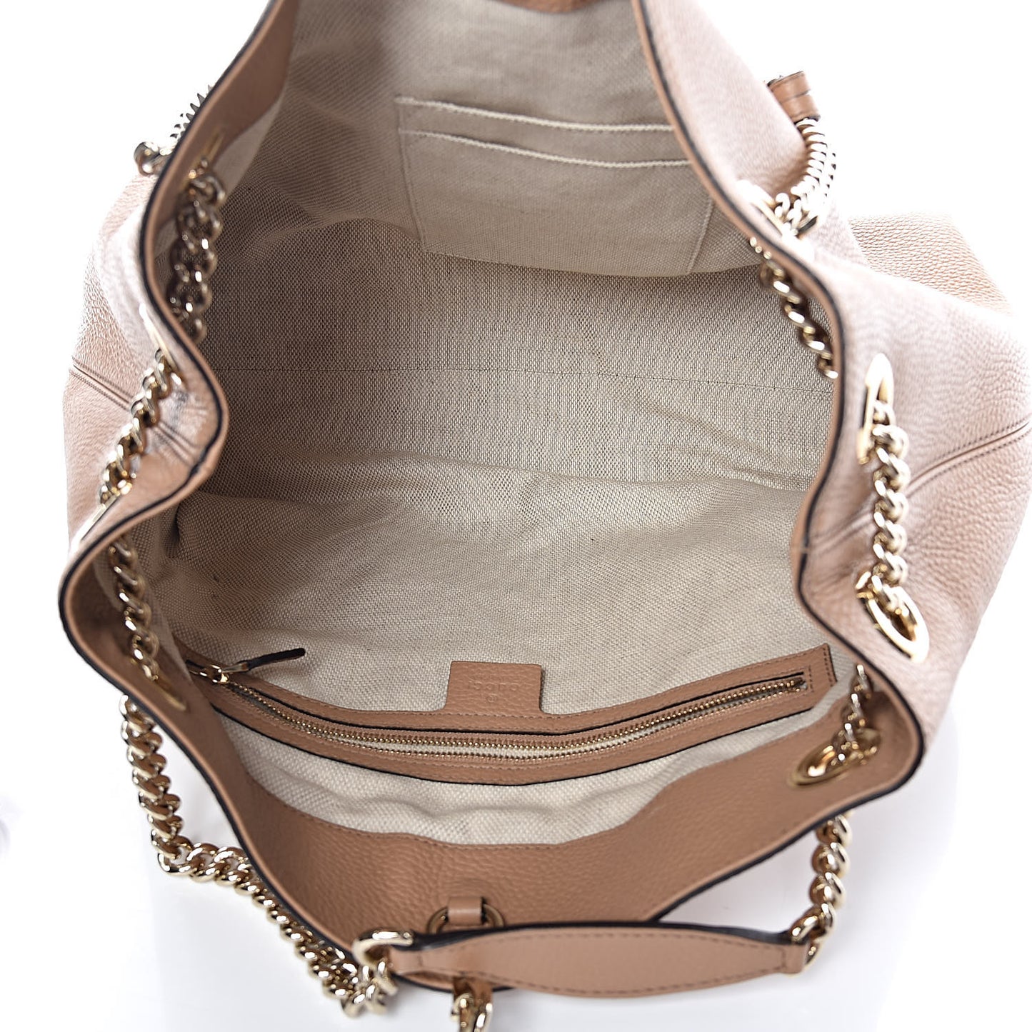 Pebbled Calfskin Medium Soho Chain Shoulder Bag Camelia