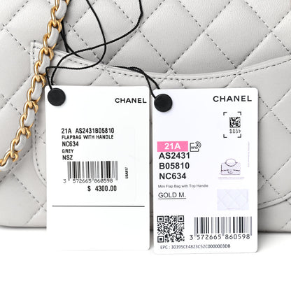 Chanel Lambskin Quilted Mini Top Handle Rectangular Flap Grey 12 of 12
