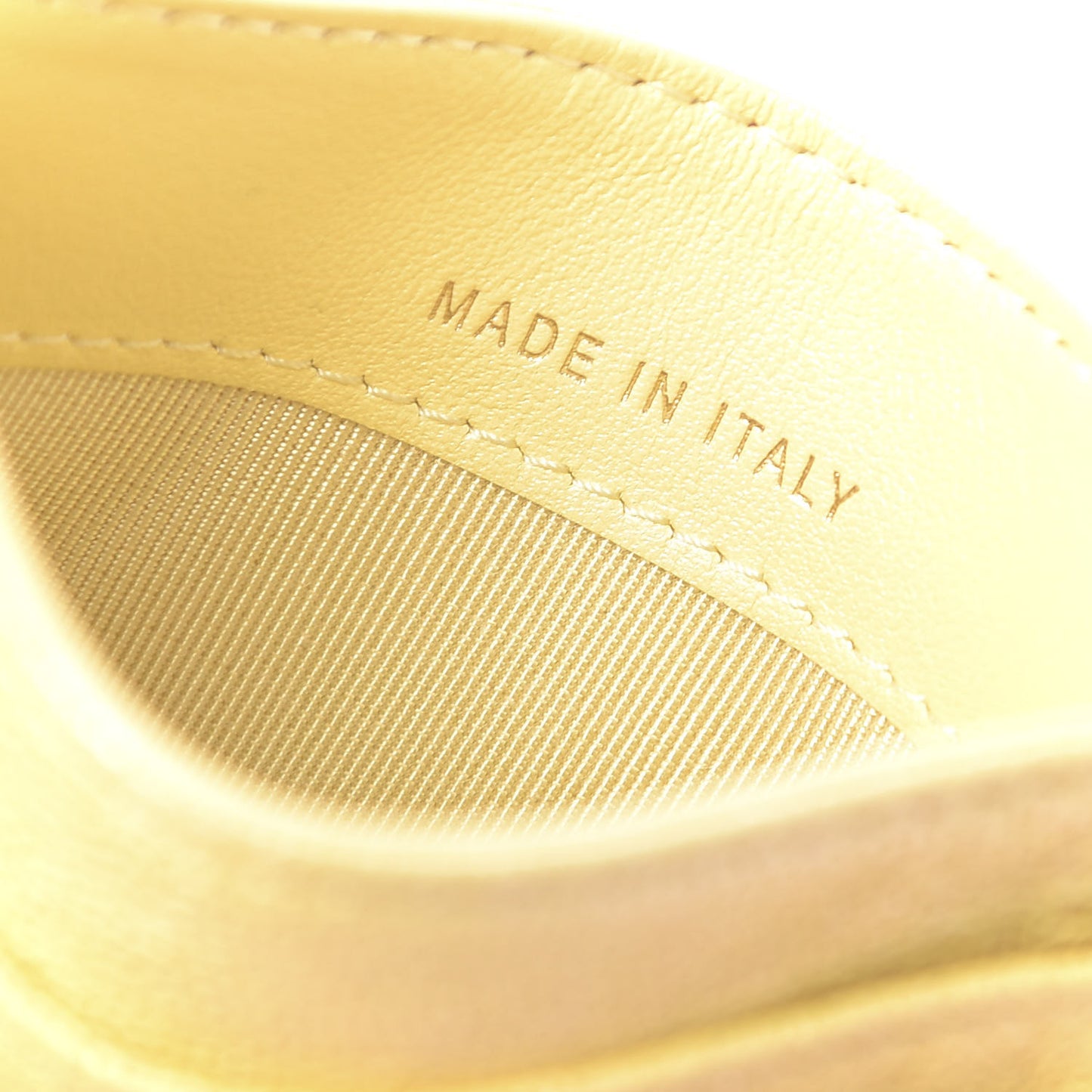 Iridescent Caviar Quilted Card Holder Yellow