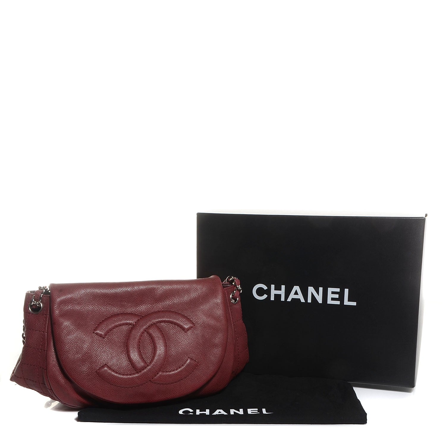 Chanel Caviar Large Half Moon Flap Bordeaux 5 of 8