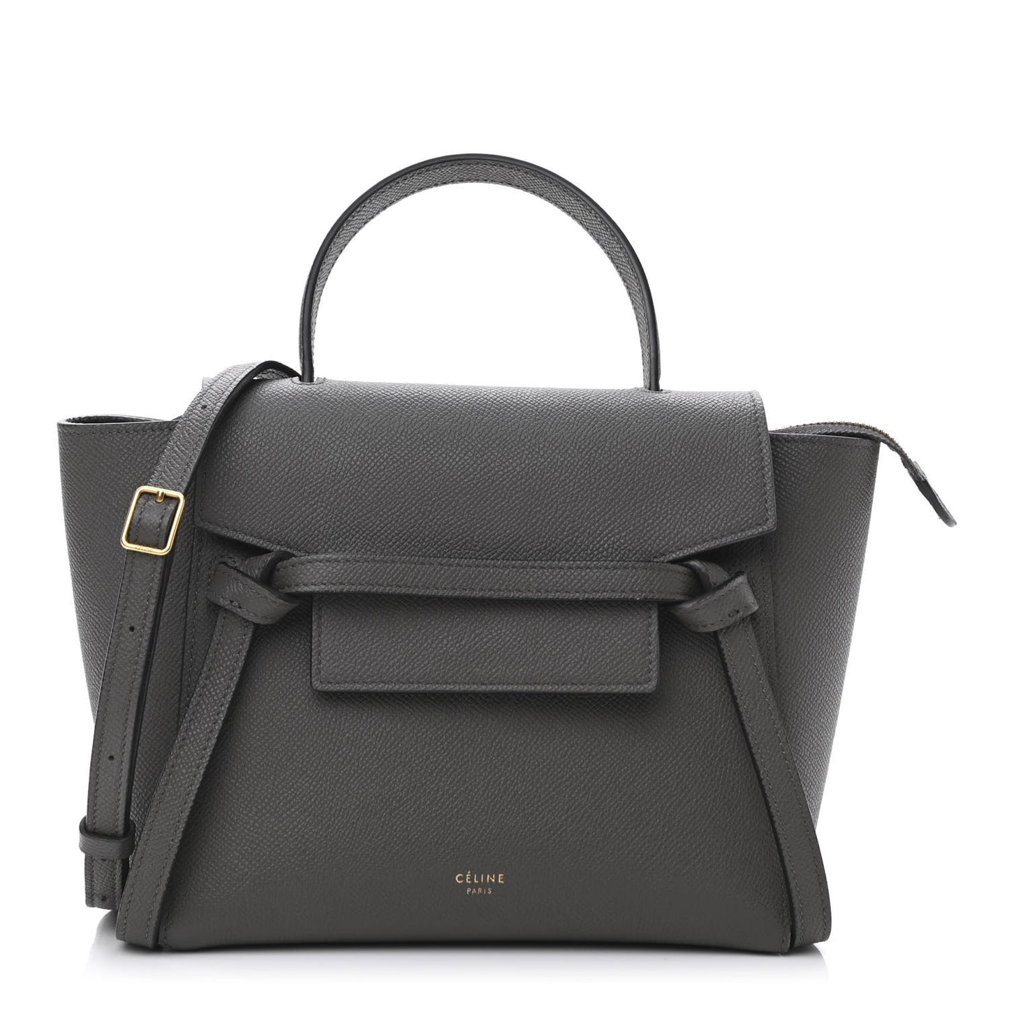 Grained Calfskin Nano Belt Bag Grey