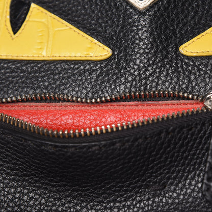 Fendi Calfskin Crocodile Fox Fur Monster Backpack Black 17 of 18