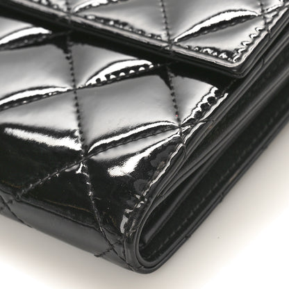 Chanel Patent Quilted Compact French Flap Wallet Black 10 of 10