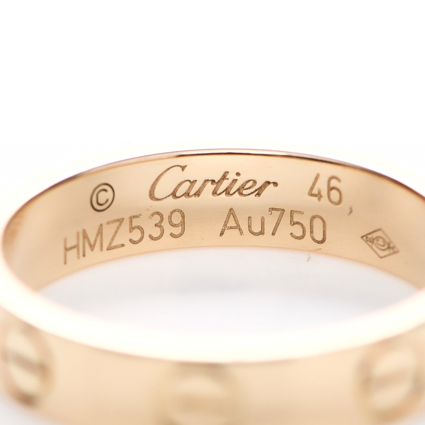 18K Yellow Gold 3.5mm LOVE Wedding Band Ring 46 3.75