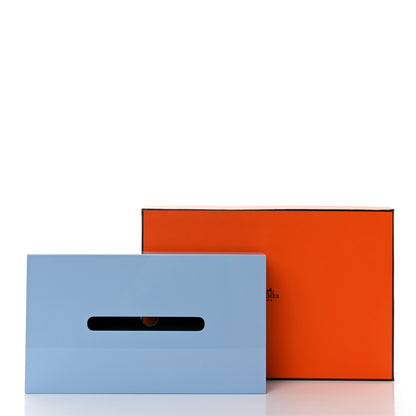 Hermes Lacquered Wood Western And Company Tissue Box Bleu Ciel Bleu Venise 7 of 7