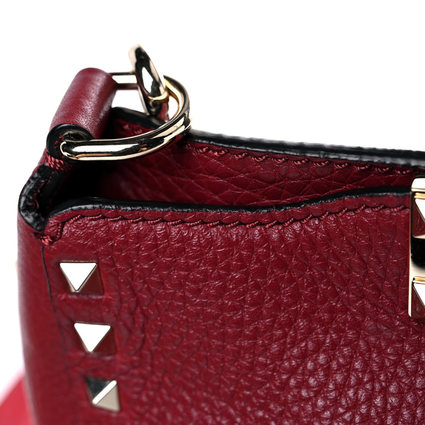 Pebbled Calfskin Mini Rockstud Flip-Lock Messenger Bag Rubino