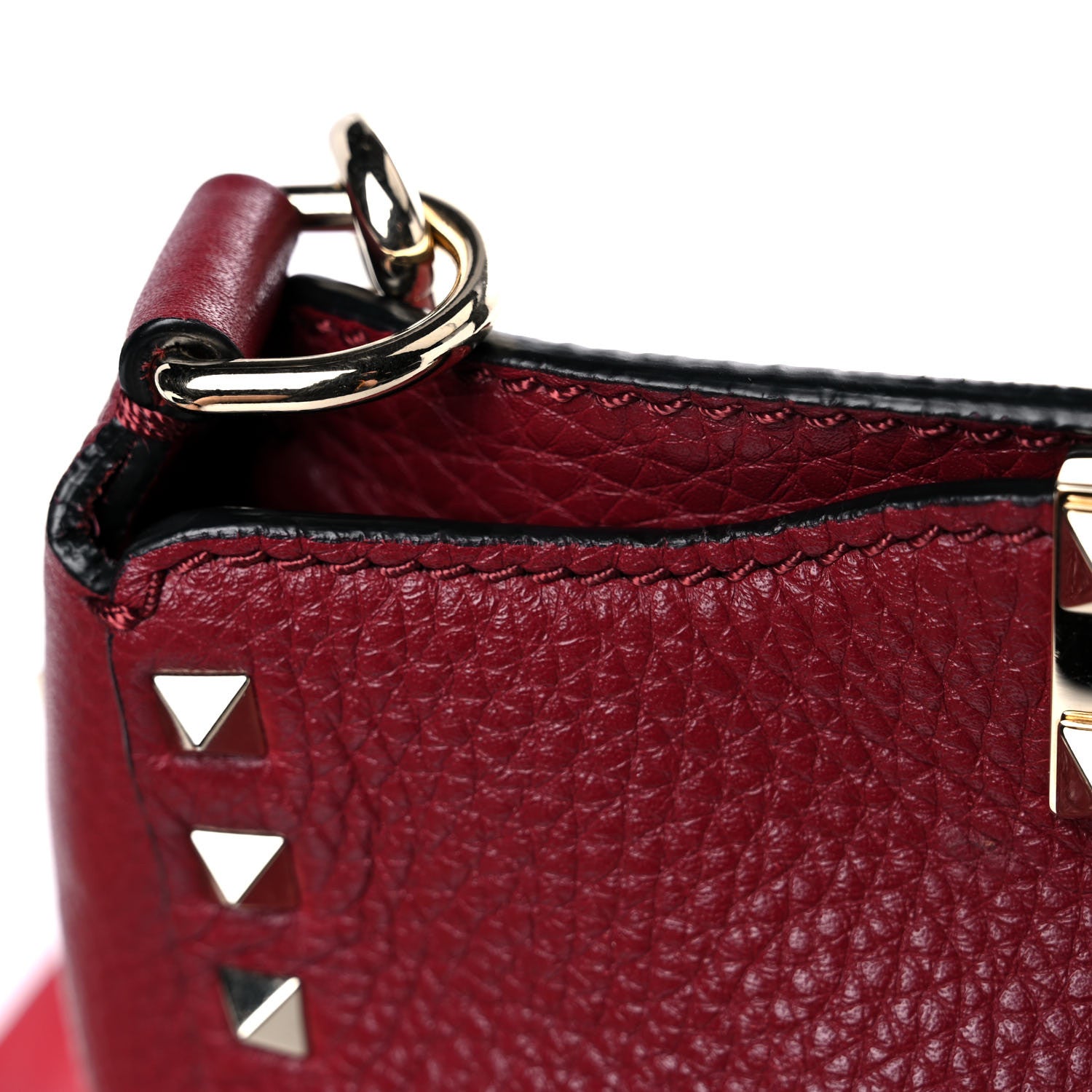 Valentino Garavani Pebbled Calfskin Mini Rockstud Flip-Lock Messenger Bag Rubino 12 of 13