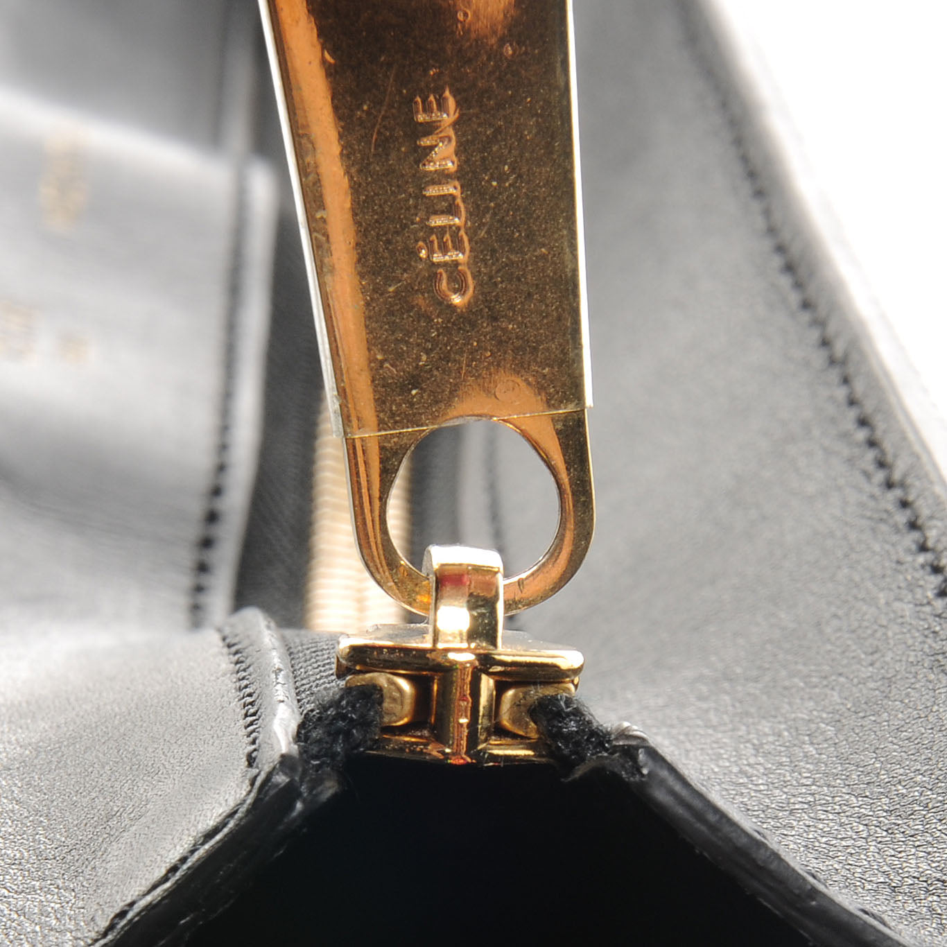 Celine Crocodile Embossed Small Trapeze Black 8 of 9