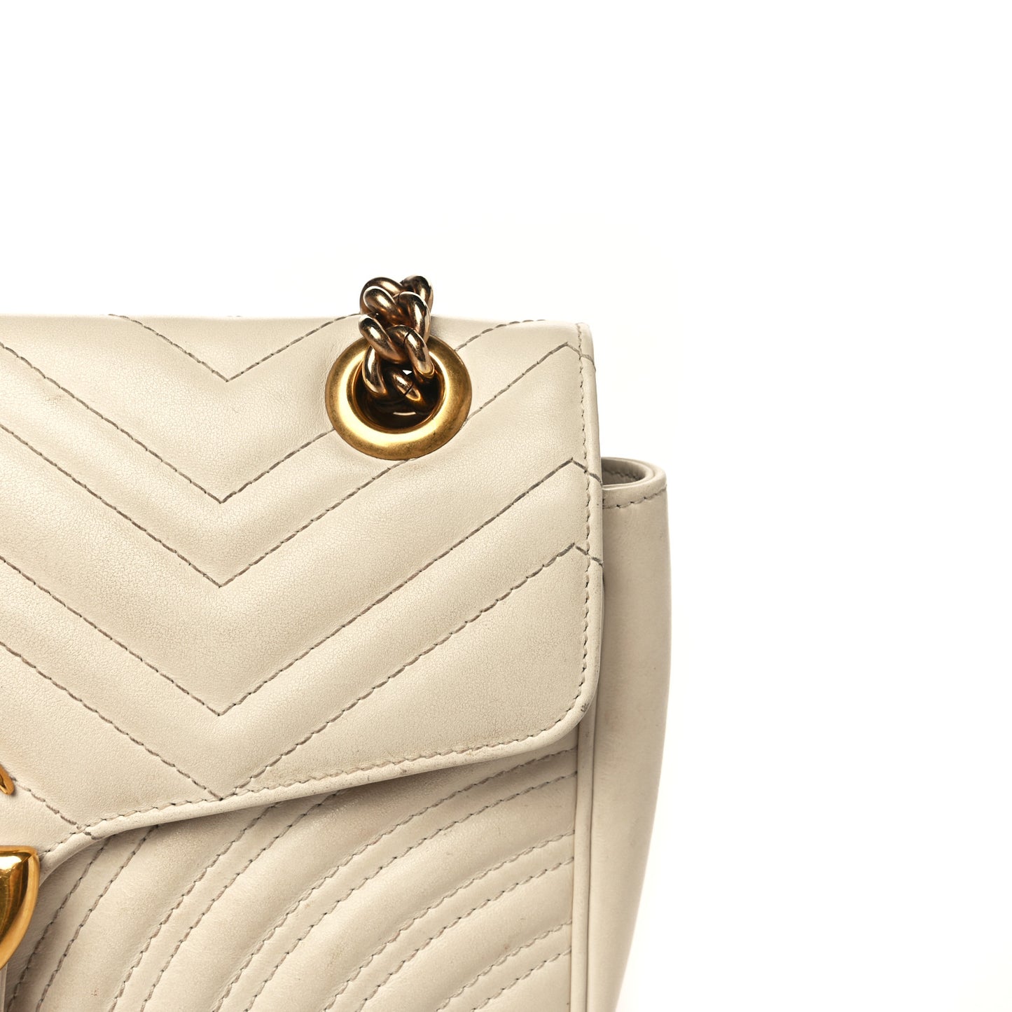 Calfskin Matelasse Small GG Marmont Shoulder Bag White