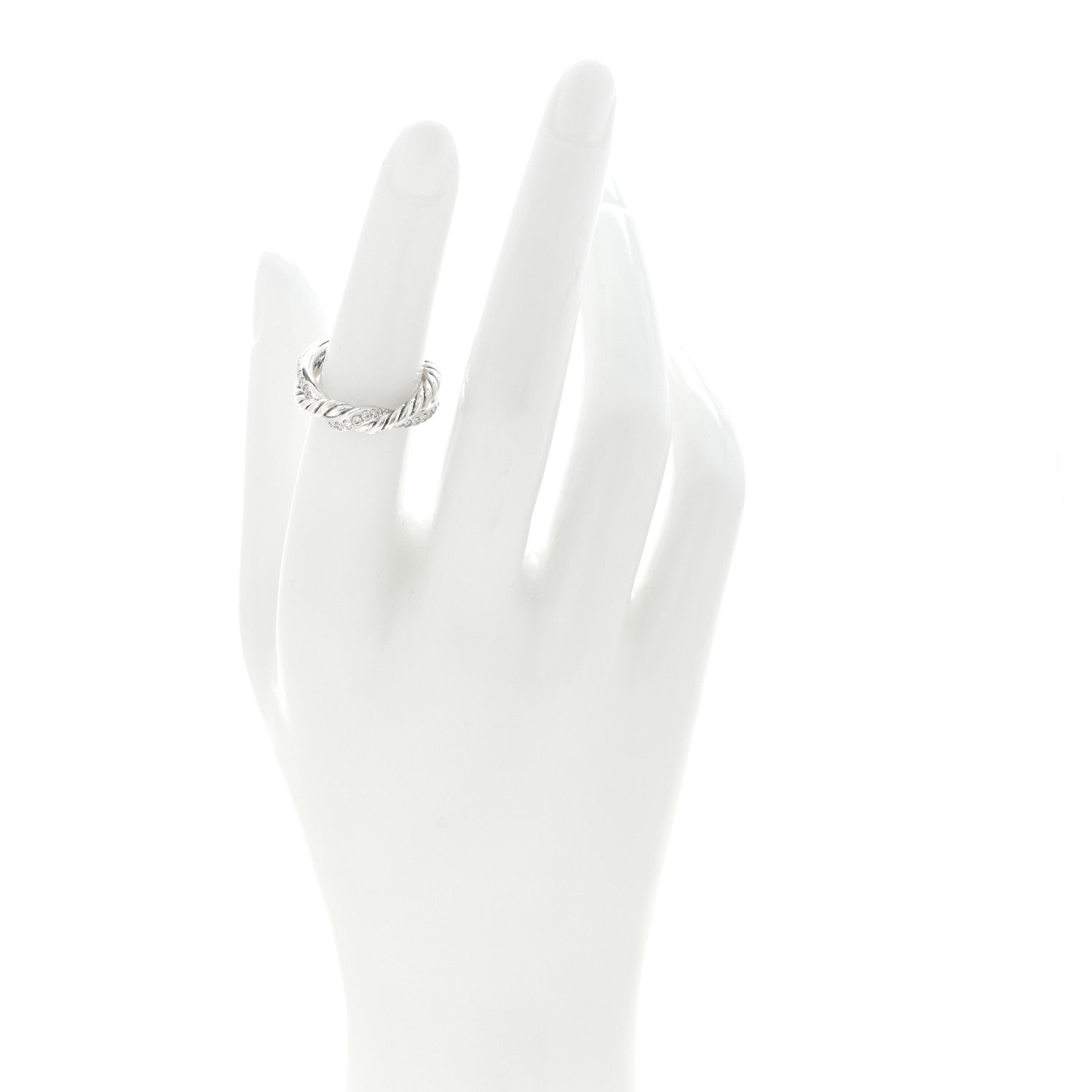 David Yurman Sterling Silver Diamond Continuance Band Ring 50 5.5 2 of 4