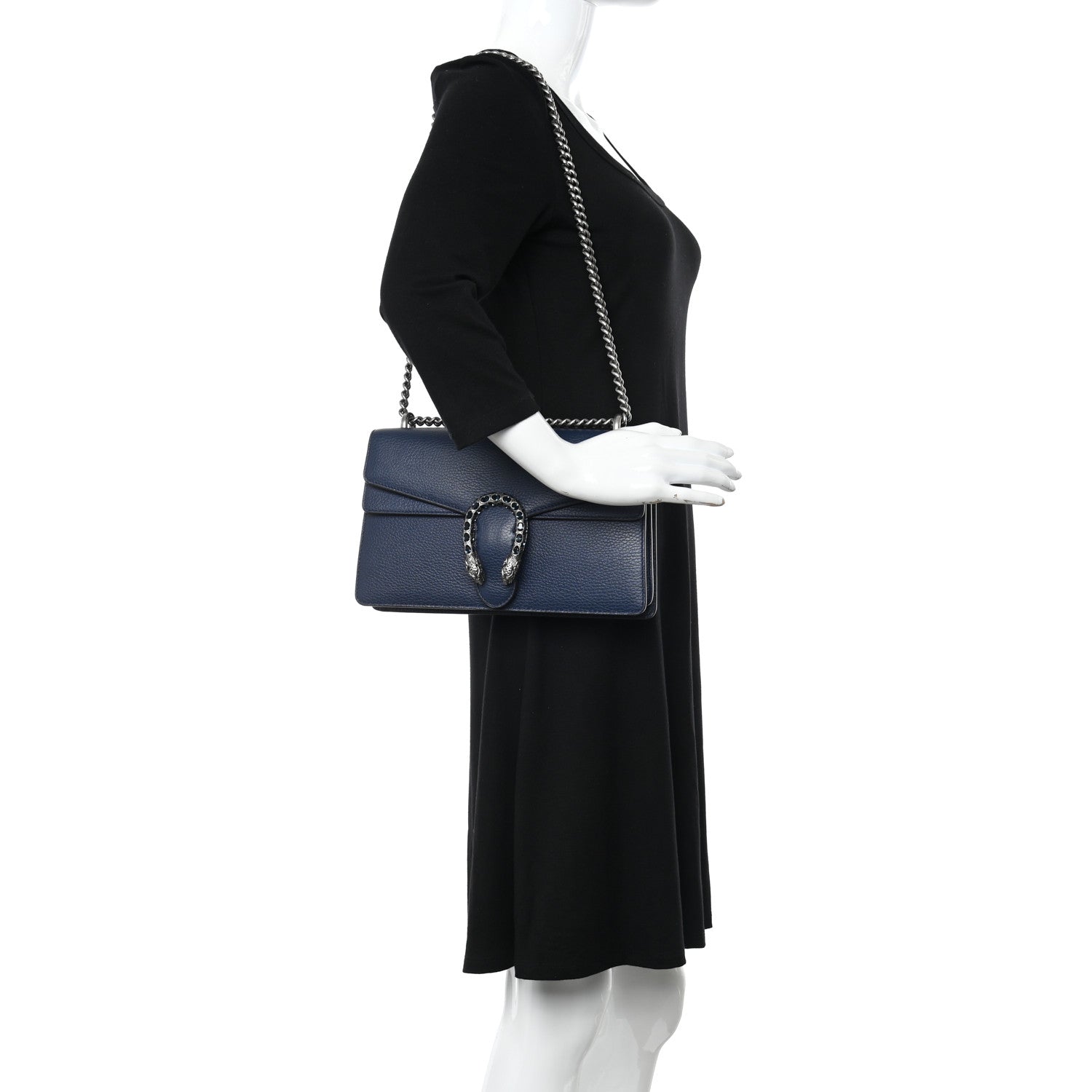 Gucci Dollar Calfskin Crystal Small Dionysus Shoulder Bag Blue Agata Montana Sapphire 2 of 13
