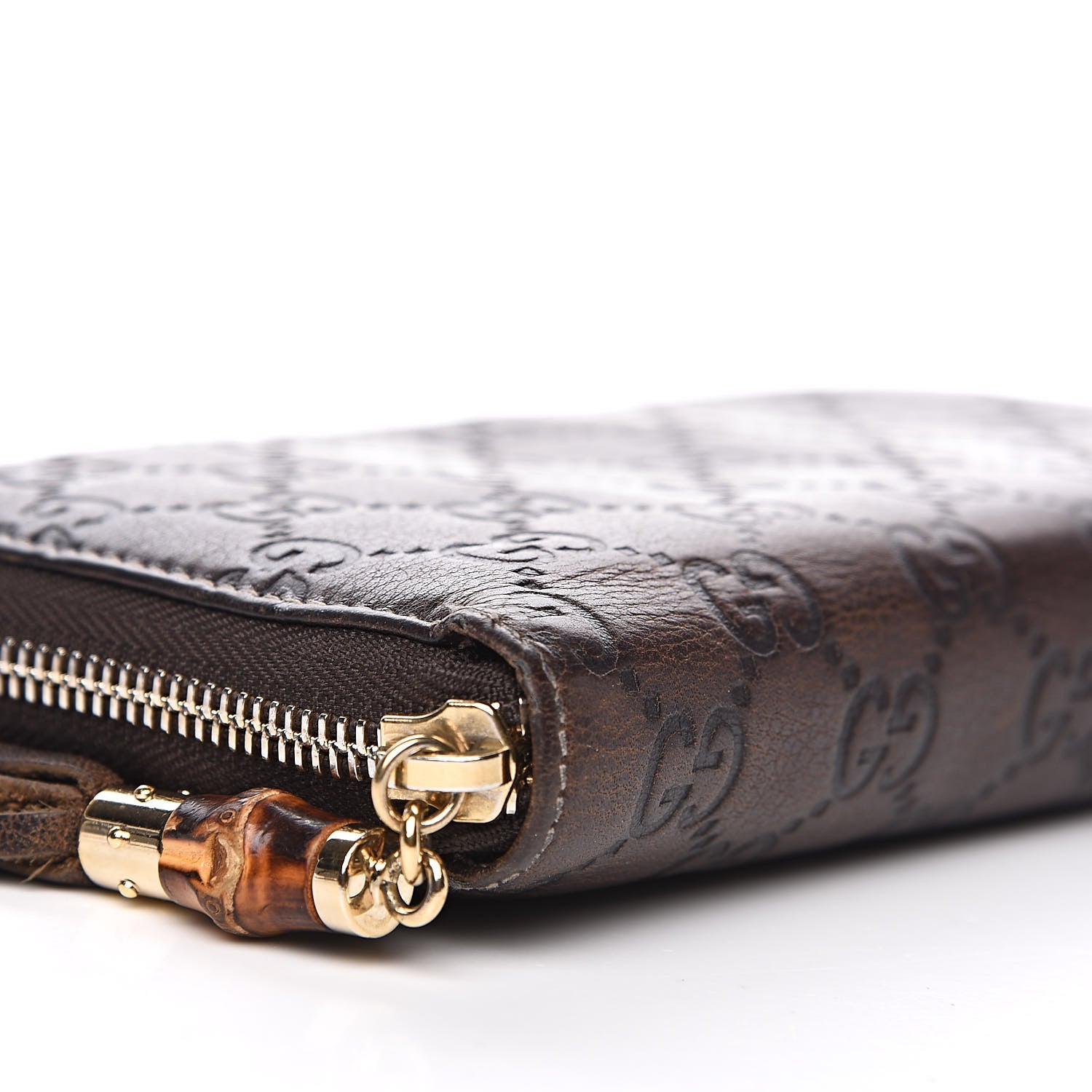 Gucci Guccissima Bamboo Tassel Zip Around Wallet Brown 10 of 14