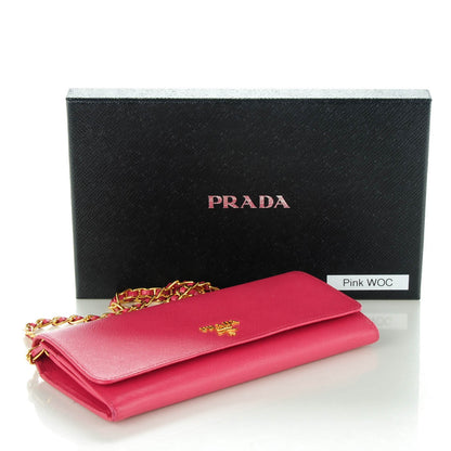 Prada Saffiano Metal Oro Chain Wallet Peonia 4 of 8