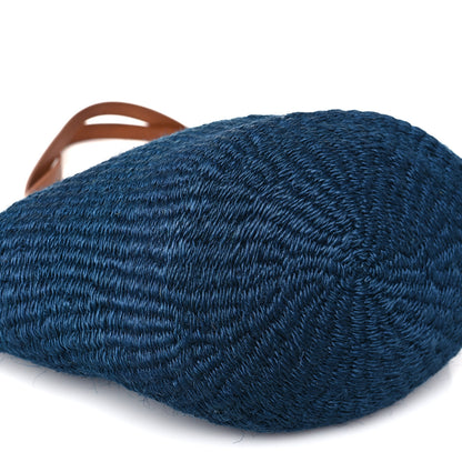Saint Laurent Raffia Calfskin Medium Panier Tote Blue 8 of 9