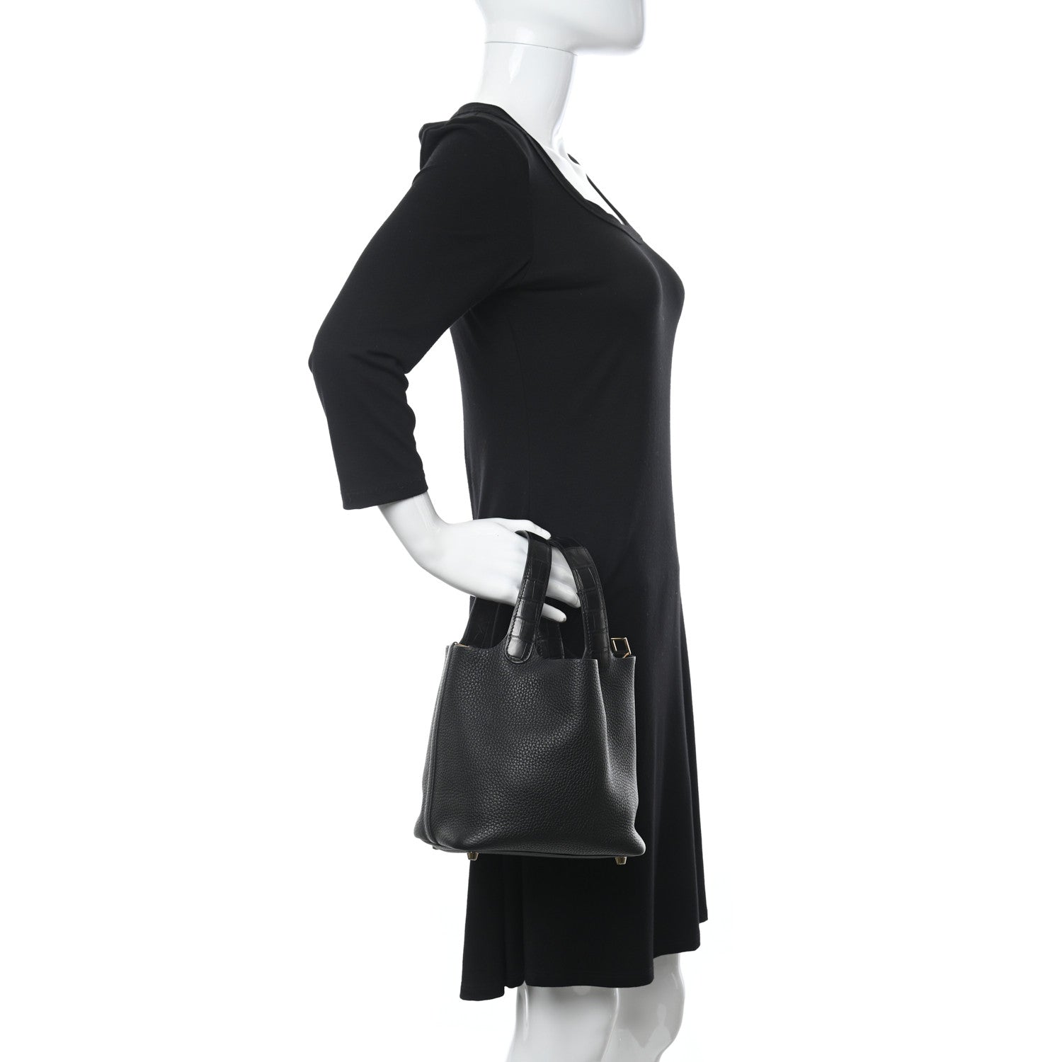 Hermes Taurillon Clemence Matte Alligator Picotin Lock Touch 18 PM Black 2 of 5