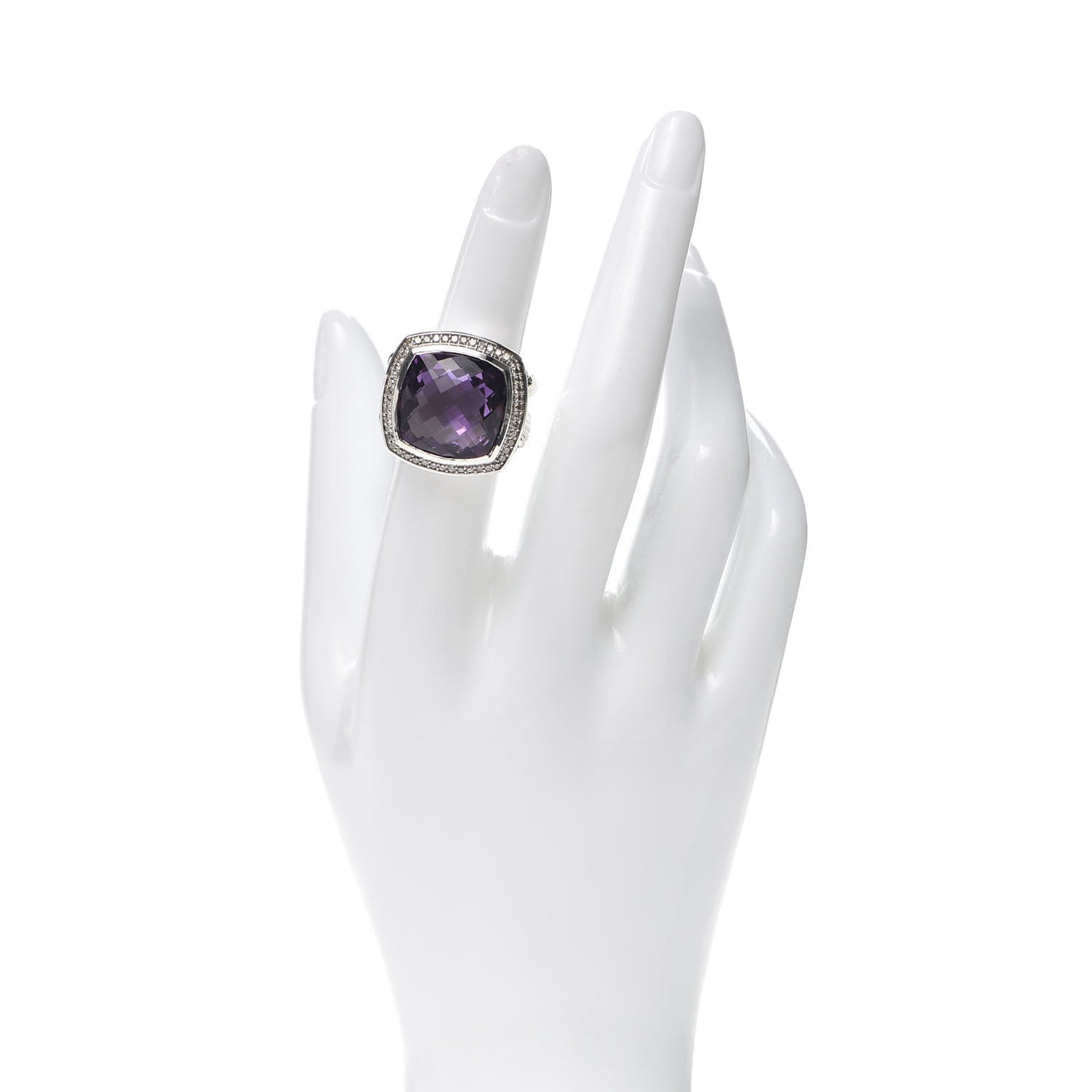 Sterling Silver Diamond Amethyst 17mm Albion Ring 51 5.75