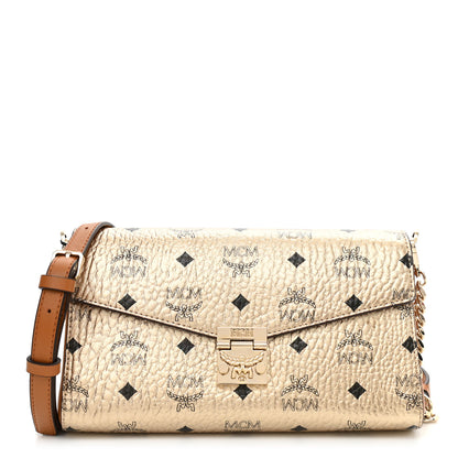 MCM Metallic Visetos Medium Millie Crossbody Bag Berlin Gold 1 of 9