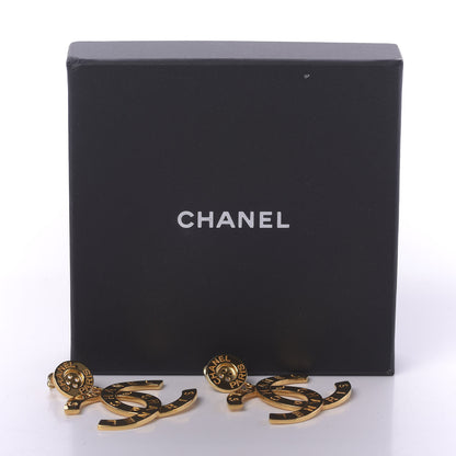 Chanel Metal Large Paris Button Earrings Gold 5 of 6