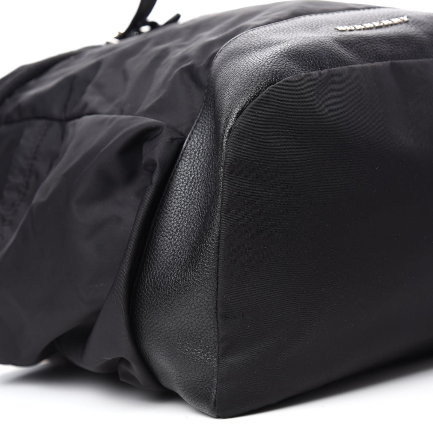 Nylon Grained Calfskin Watson Diaper Bag Black