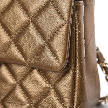 Chanel Metallic Caviar Quilted Mini Rectangular Flap Bronze 10 of 14